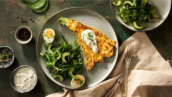 Cukinia z patelni z białkowym sosem